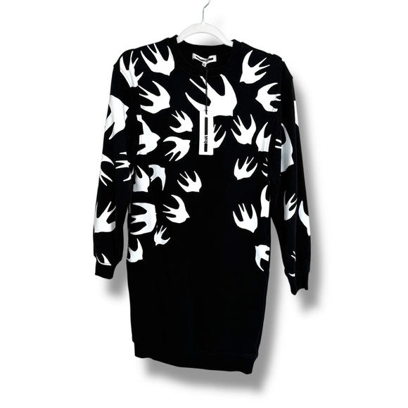Alexander McQueen Dresses & Skirts - NWT Alexander McQueen Black Swallows Sweatshirt Dress Size XXS